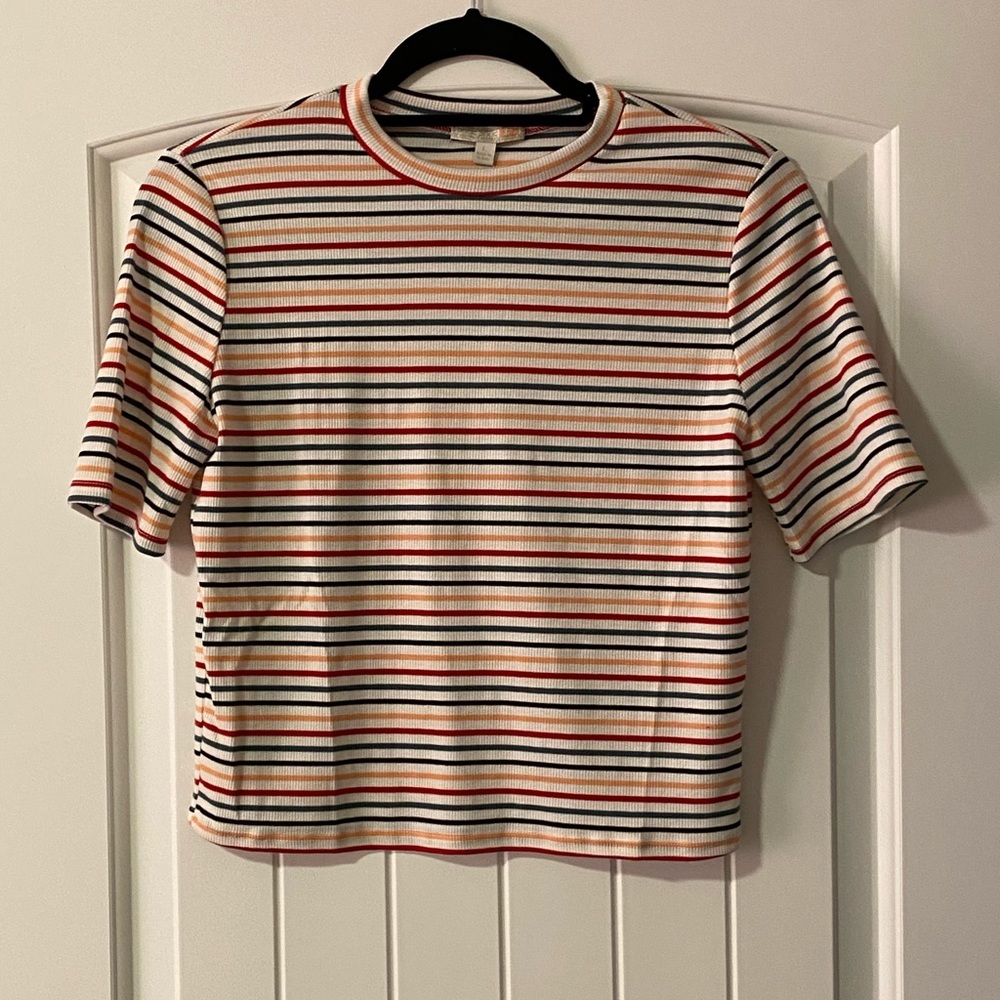 Gianni Bini Crop Top | Multicolor Stripe | Large